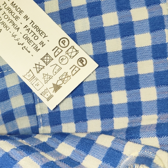 Zara Blue & White High Waisted Cropped Gingham Check Trousers Size Medium UK 10 - Picture 8 of 8